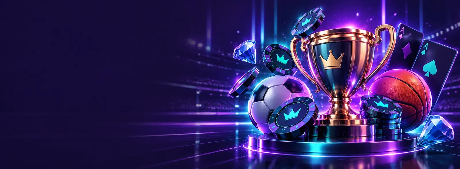Trofeo dorado y pelota en un estadio para las promociones deportivas de Granawin